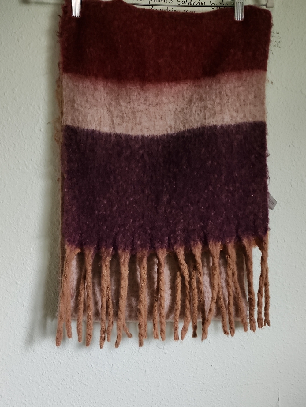 Striped Mohair Chunky Fringe Scarf